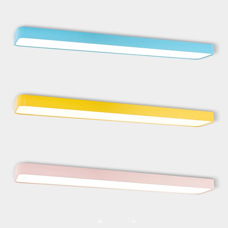 Rectangle Shape Ceiling Lamp Modern Aluminium 1 Light Flush Mount for Kindergarten