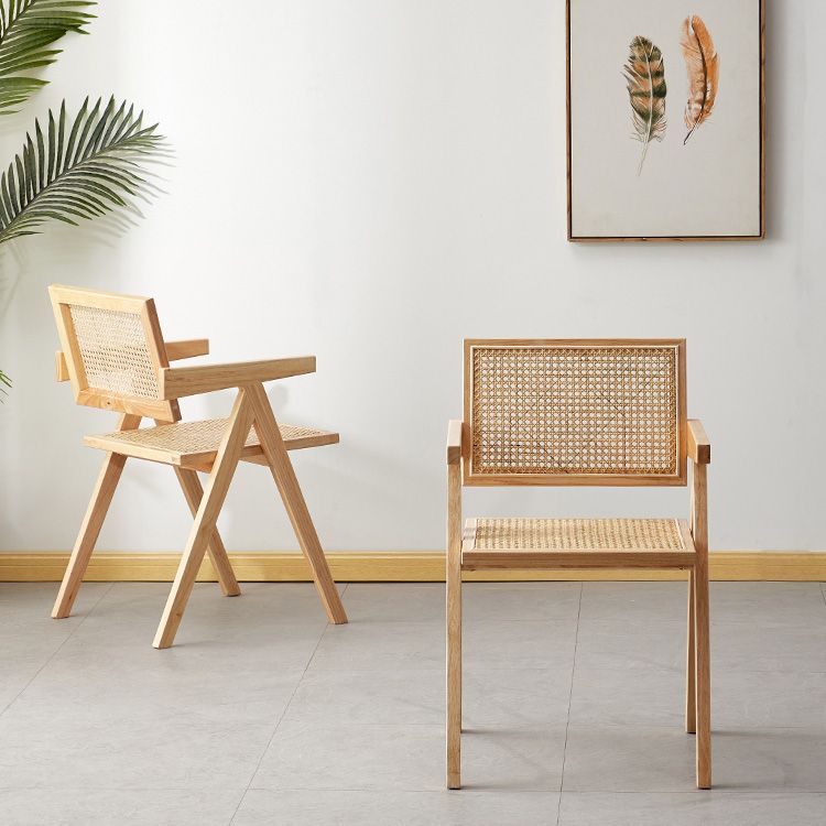 Contemporary Open Back Kitchen Dining Arm Chair Solid Wood Dining Arm Chair