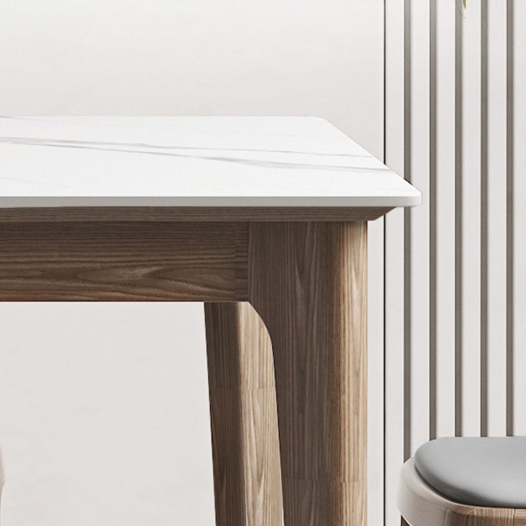 1/4/5/7 pcs en bois de noyer Ensemble de restauration moderne avec une table de table en pierre fritte