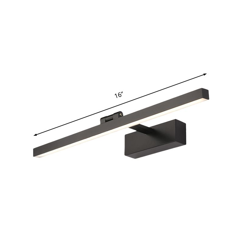 Einfacher Stil Rechteck Aluminium Wandlampe 16 "/19.5" W LED Eitelkeitspiegel Licht in Schwarz/Weiß für Badezimmer
