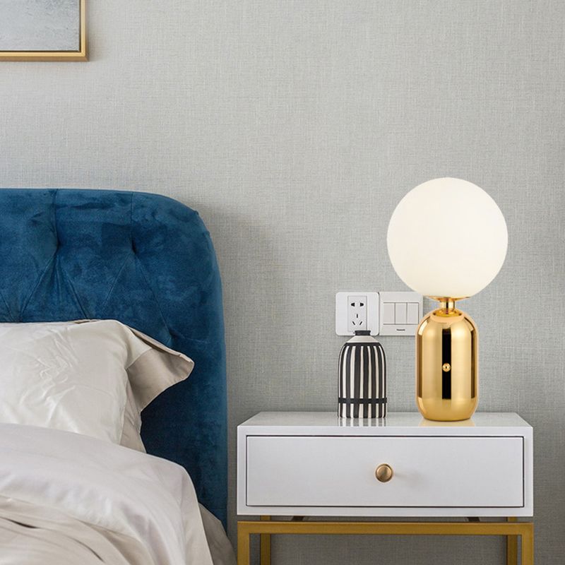 Round Glass Shade Table Light Simplicity Style Night Table Lamp for Bedroom