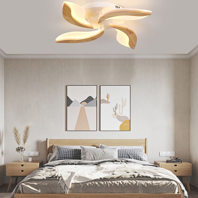 Couleur de bois en acrylique Shade Semi Flush Mount dans la simplicité moderne Sputnik LED Plafond pour le salon