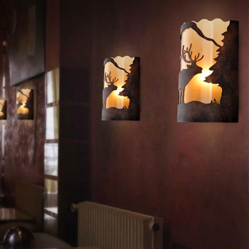 Lámpara de matorral de óxido de metal medio cilindro de 1 cilindro iluminación de pared de pared de 1 luces con sombra de tela