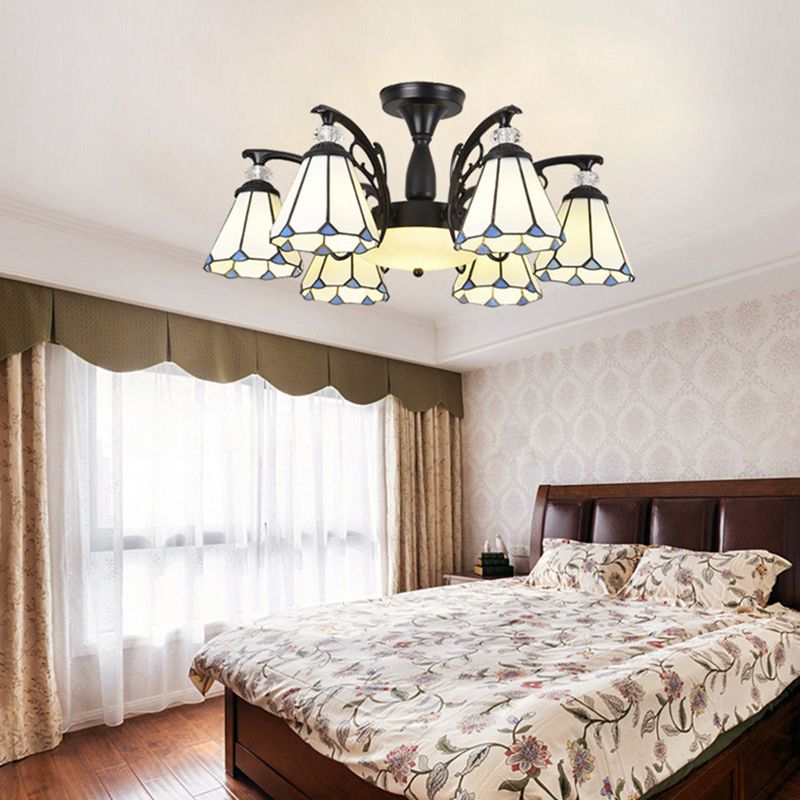 Administrateur de plafond de chambre à coucher en verre semi-chasseur ombré Tiffany