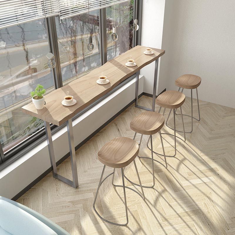1/5 Pieces Modern Rectangular Pub Table Set Wooden Counter Table with Backless Stools