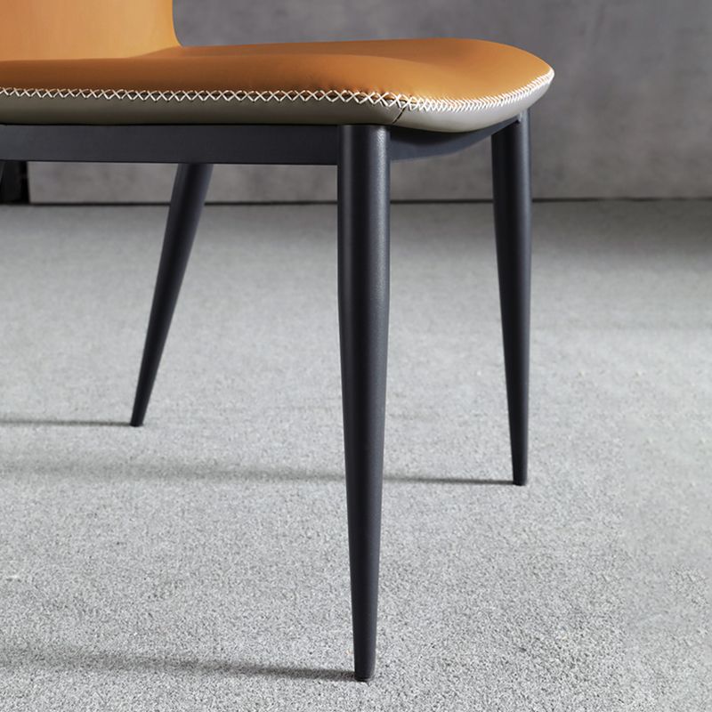 Silla de comedor sin brazos con respaldo industrial, sillas de comedor de piel sintética para uso doméstico