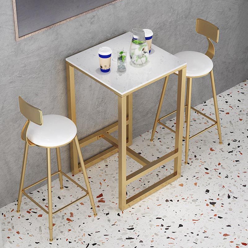 Glam 1/2/3/5 Pieces Counter Set Coffee Shop Trestle Stone Table and Stool Set