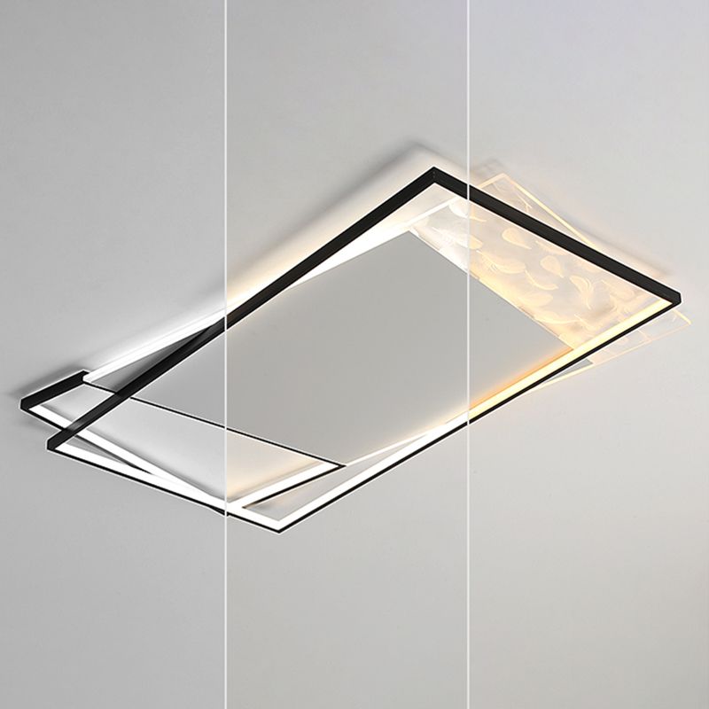 LED géométrique à LED à LED à lutte contre le plafond à la simplicité moderne Plume Plured Fer Flush Mount pour le salon