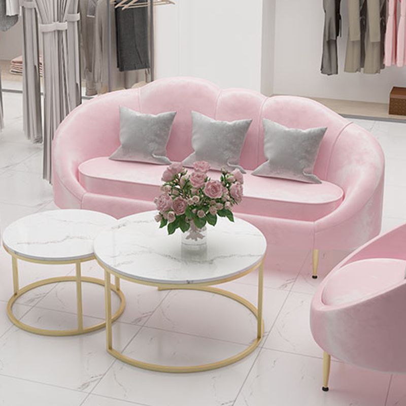 Velvet Curved Sofa Contemporary Sloped Arm Sofa for Living Room