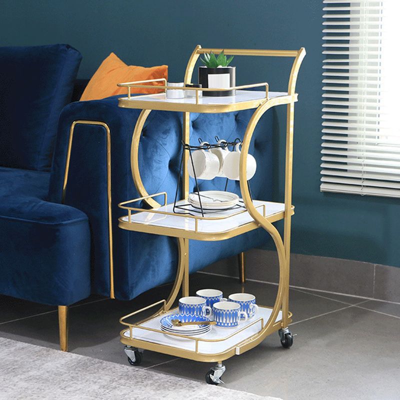 Modern Style Metal Rolling Prep Table Rectangular Prep Table with Open Storage