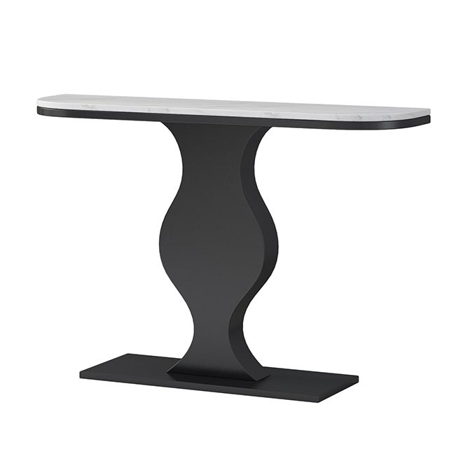 Modern 11.81" W Console Table Stone Half Moon Accent Table for Hall