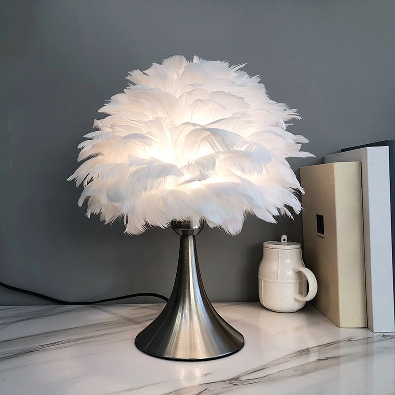 Lampada da lettura ad albero Lampada da comodino a LED moderna in piuma grigio/bianco per sala studio