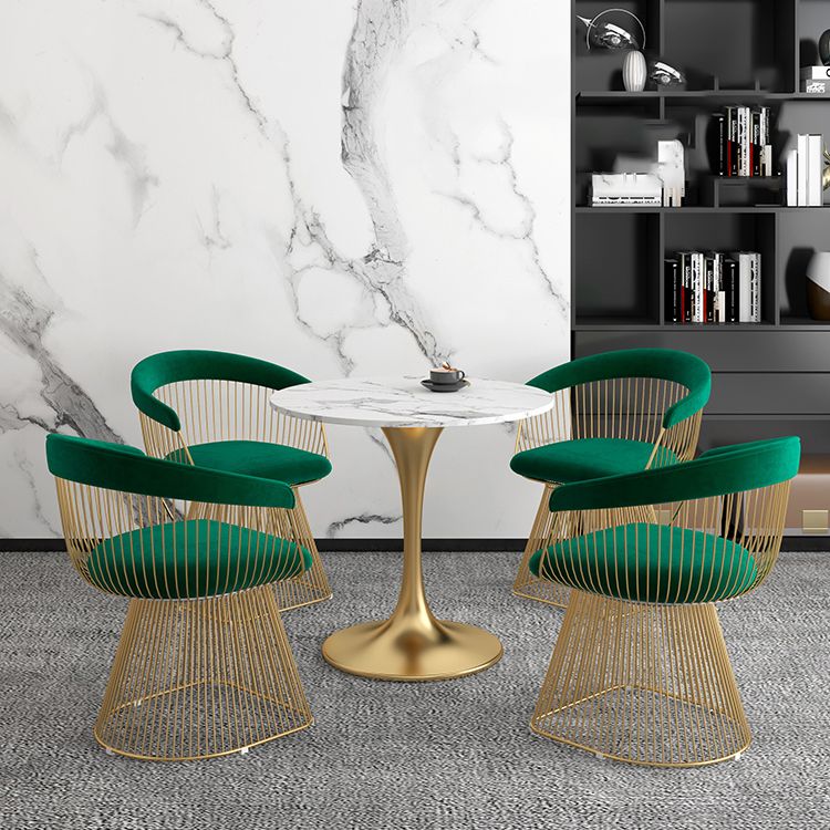 White Stone Top Table for Home Traditional Luxury Round Dining Table