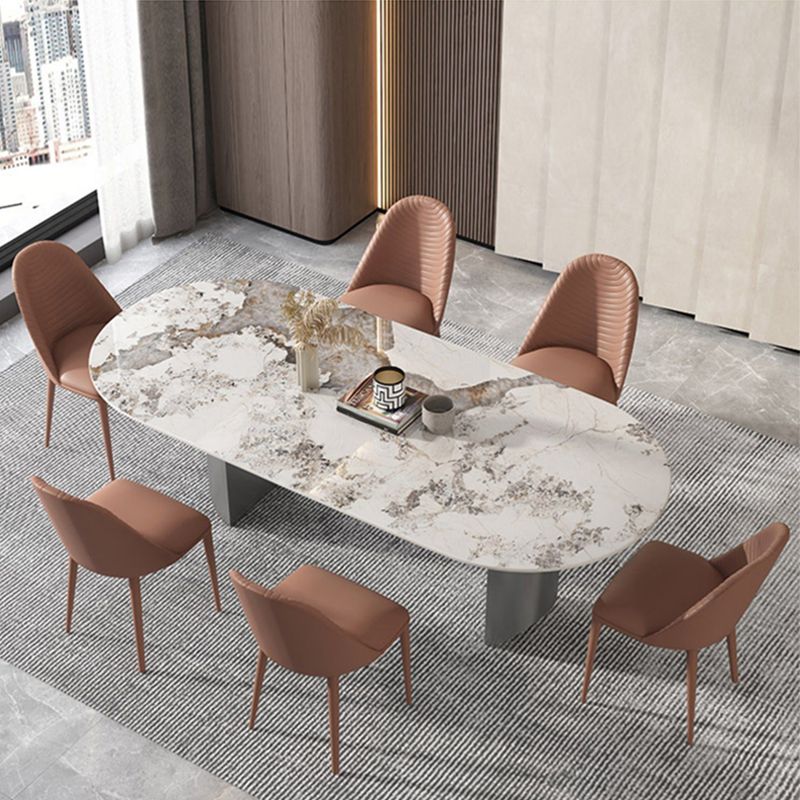 Stone Dining Table Traditional Luxury Dining Table with Double Pedestal
