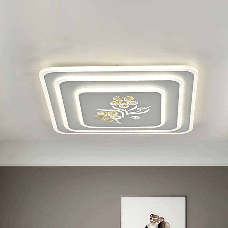 Rotondo / Quadrato Cristallo Soffitto Lampada LED Parlour Flush Monte Recata Illuminazione in bianco