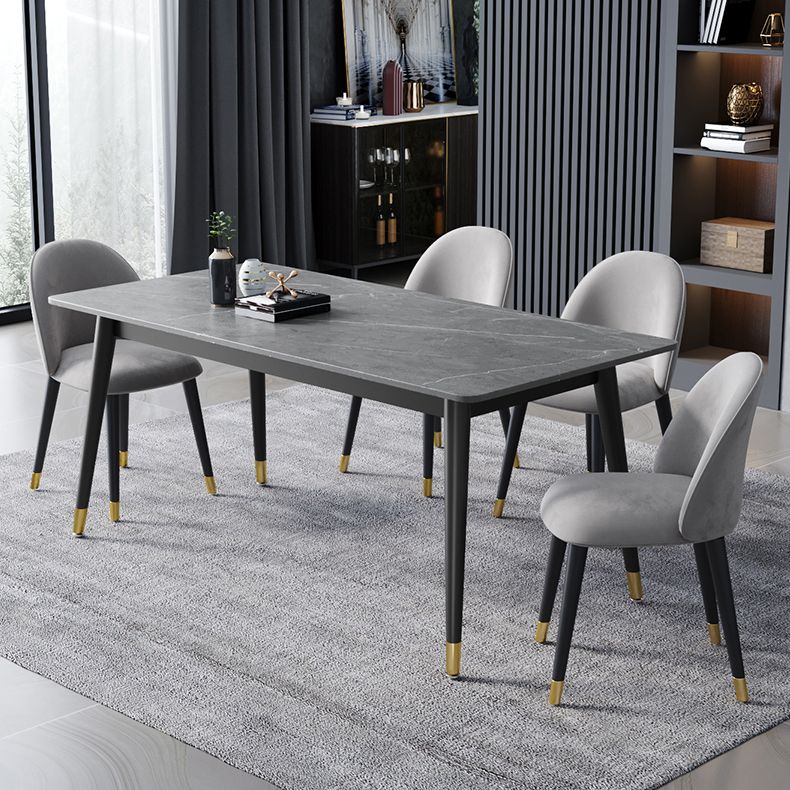 4 Legs Dining Site Table Contemporary Style Stone Dinette Table for Home