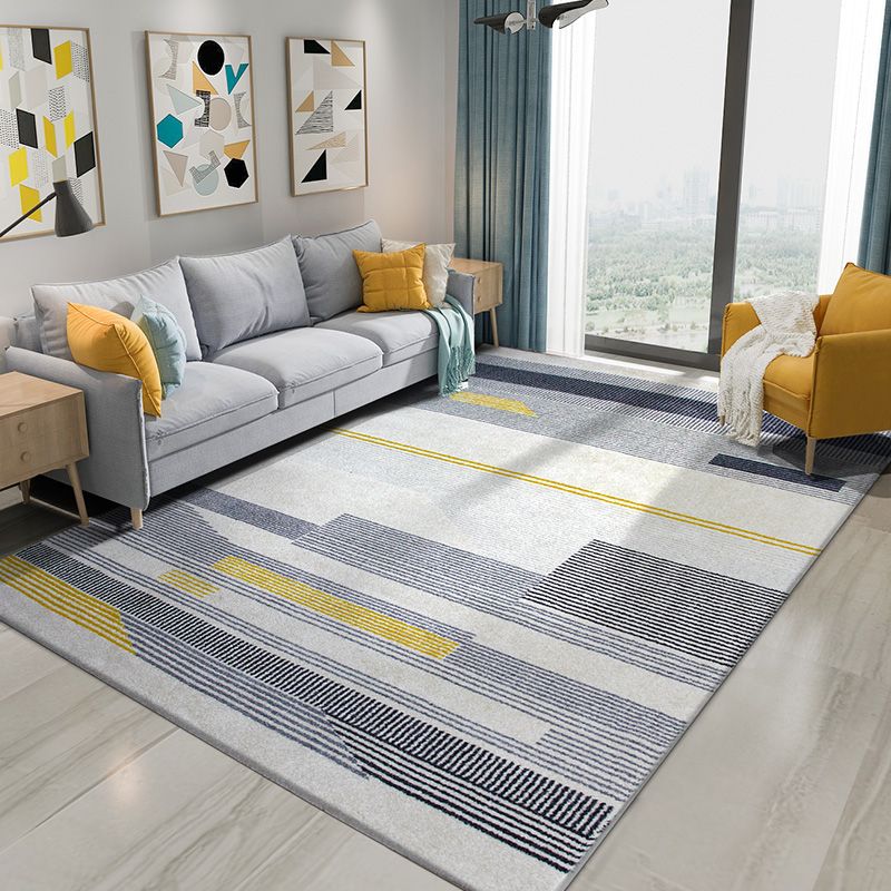 Fancy Geometric Pattern Area Rug Modern Greay Area Rug Polyester Stain Resistant Rug for Home Decor