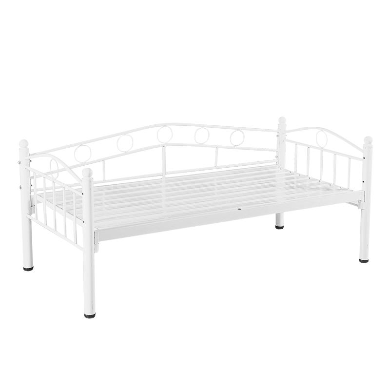 Contemporary Bed with Detachable Guardrails Metal Daybed in White