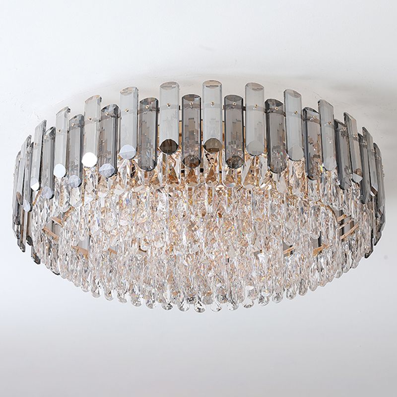 Modern Ceiling Lamp Minimalist Flush Mount Light Fixture with Crystal Shade for Bedroom