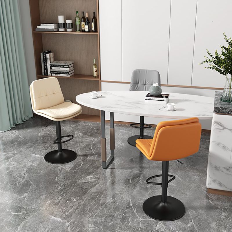 Faux Leather Swivel Bar Chair Modern Armless Upholstered Bar Stool