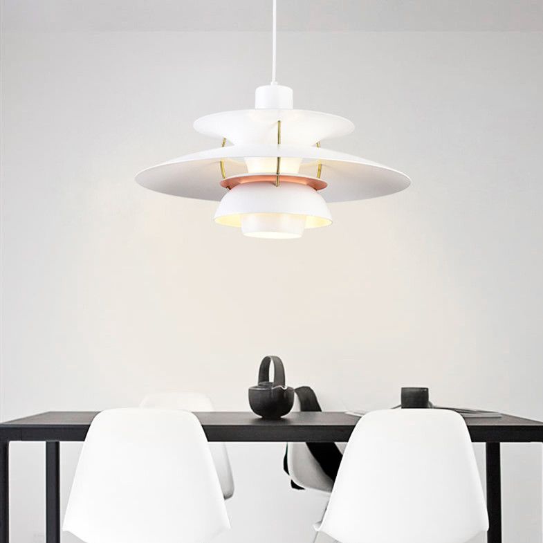 Modern Hanging Lamp Lacquered Iron Geometric Pendant Light for Bedroom