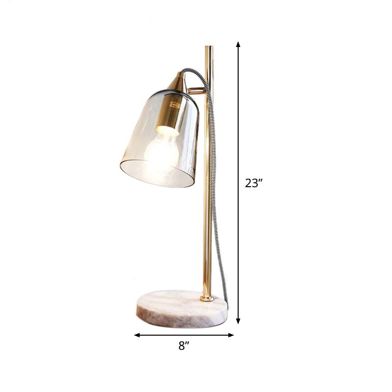 Table de la barre de cloche Lumière Mid-Century Transparent Verre Single Single Gold Night lampe avec piédestal rond en marbre