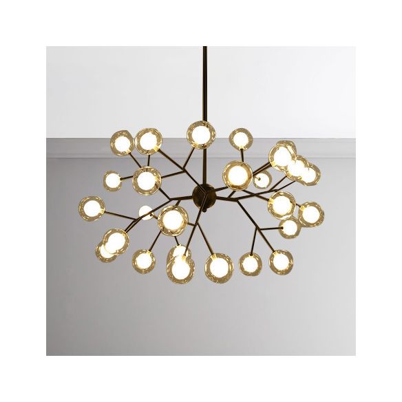 Branching Chandelier Light with Clear Glass Ball Shade Modern Style 9/27 Bulbs Black/White Ceiling Light Fixture