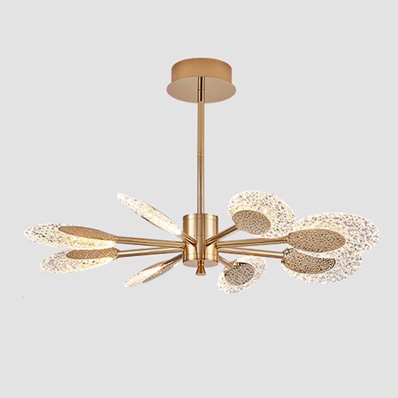 Éclairage de lustre postmoderne de plafond en métal doré pour foyer