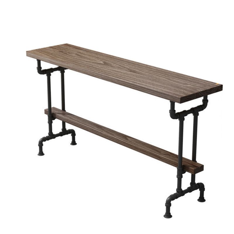 Solid Wood Bistro Bar Table Rectangle Black Base Bar Table for Dining Room
