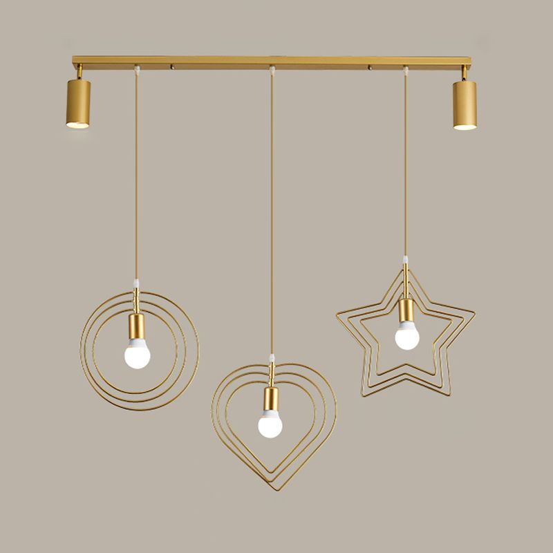 3 Light Cylinder Island Light Modern Metal Island Light Fixture in Gold