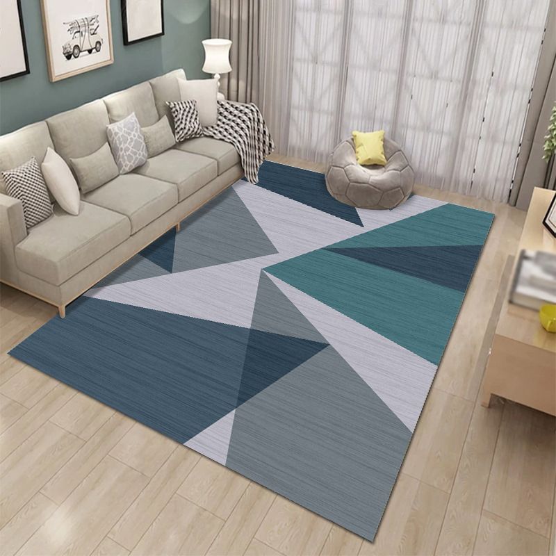 Modern Polyester Carpet Leisure Geometric Area Rug Washable Carpet with Non-Slip Backing