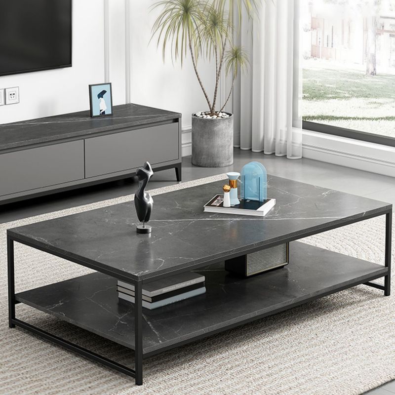 Rectangle Cocktail Table Frame Single Coffee Table with Shelf