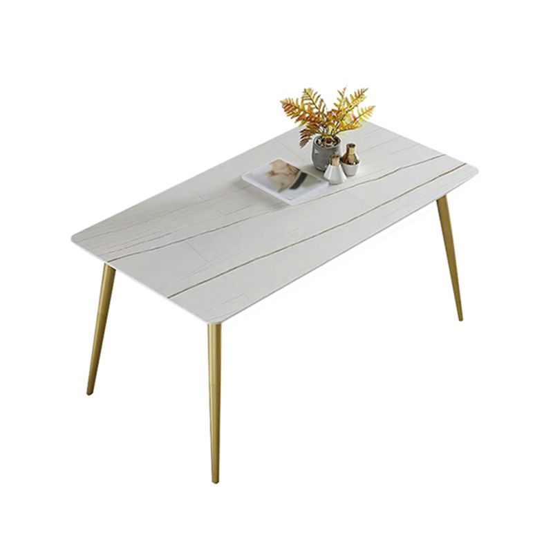 Metal and Slate Rectangular Table Glam Style Home Dining Table