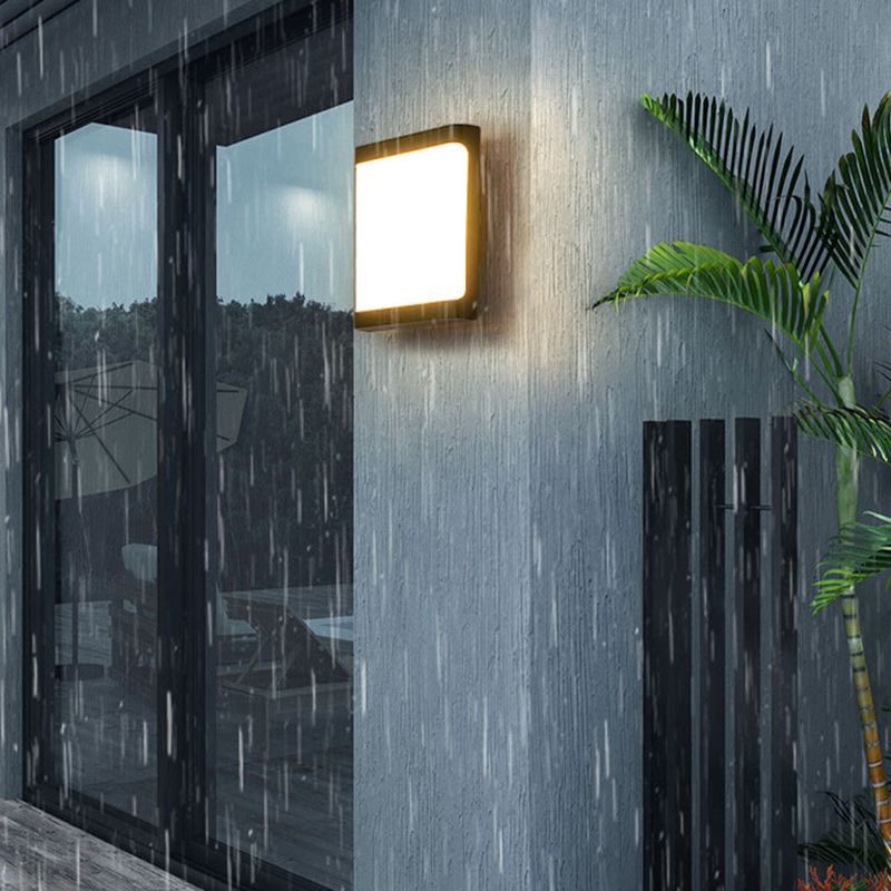 Modern Metal Wall Sconce Geometric Shape Wall Light with Plastic Shade for Living Room