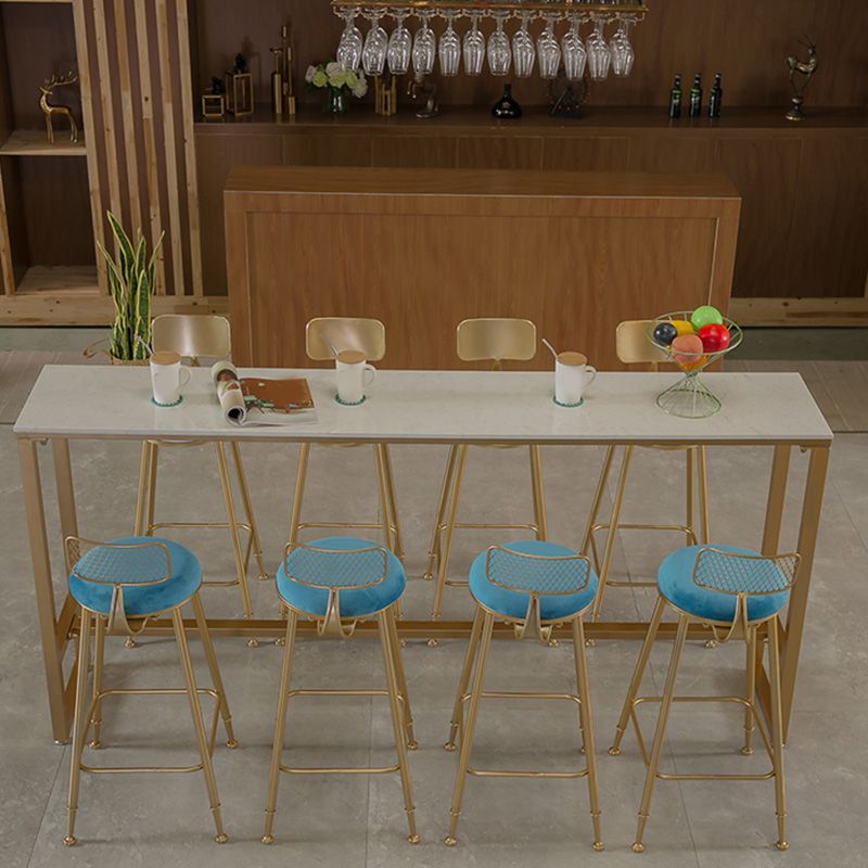 Glam Bar-height Table with Faux Marble Top Table for Patio Use