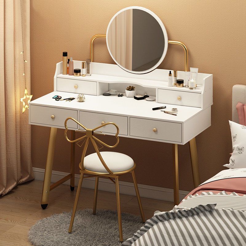 Scandinavian Wooden Dressing Table Mirror Make-up Vanity with Drawers