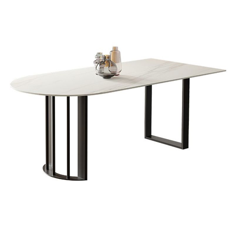 Modern Irregular Sintered Stone Dining Table White Standard Dining Table for Kitchen