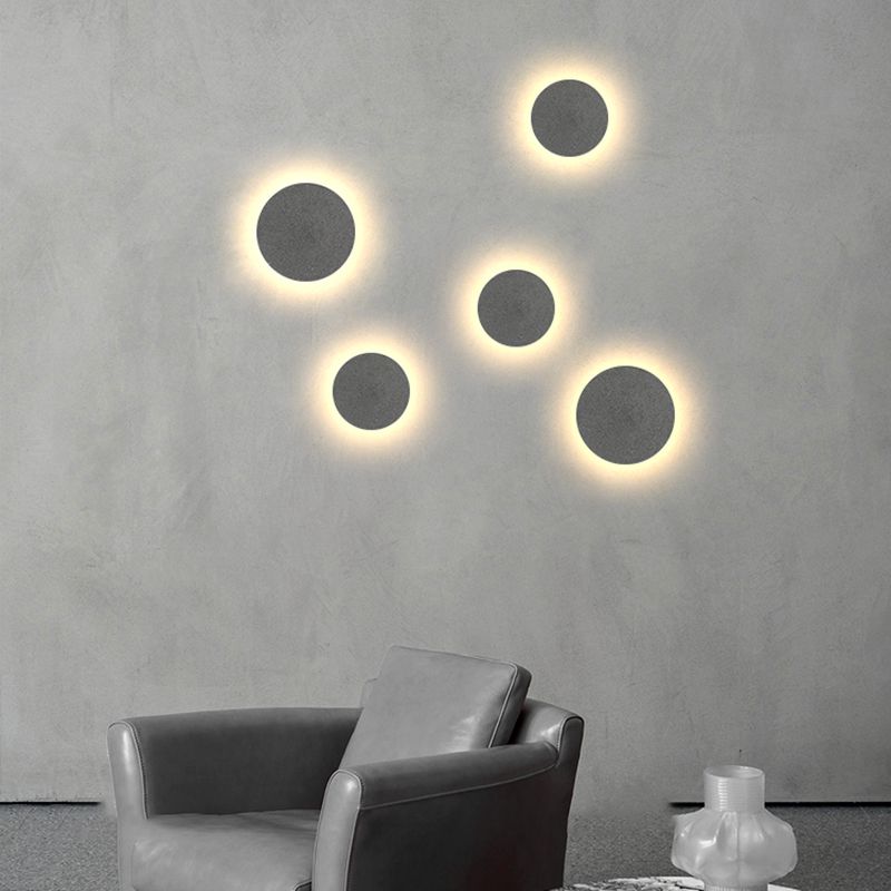 Concrete Circular Wall Sconce Simplicity Living Room LED Wall Lamp