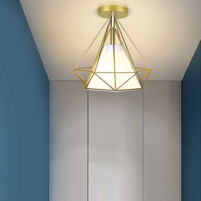 Metal Geometric Shape Flush Mount Light Industrial 1 Light Flush Mount Ceiling Fixture