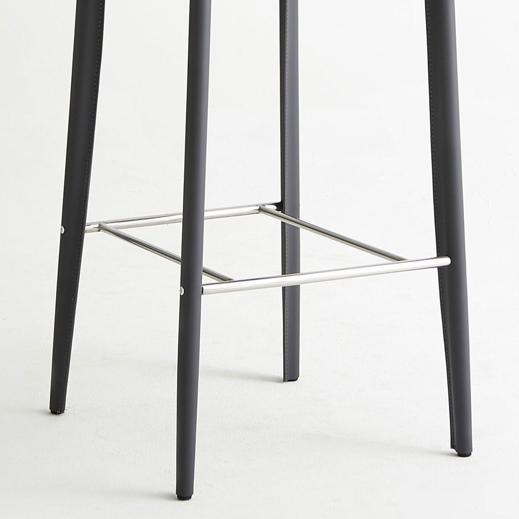 Modern Faux Leather Low Back Armless Bar Stools with Metal Base