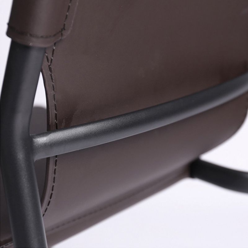 Industrial Leather Dining Chairs Armless Side Chairs with Metal Legs for Home Use