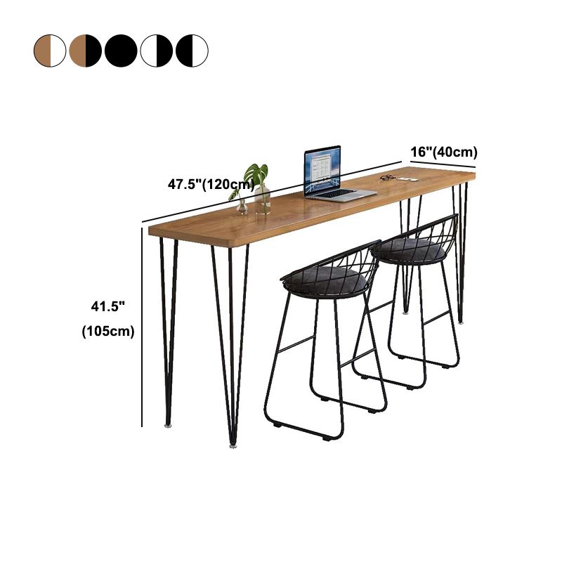 Wood Bar Dining Table Modern Rectangle Bar Table with 4 Legs Pedestal for Dessert Shop