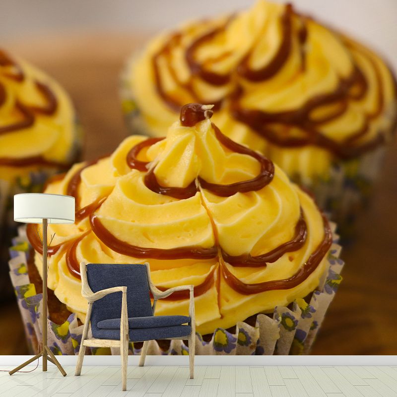 Small Desserts Wall Paper Murals Contemporary Style for Cake Shop, Water Resistant