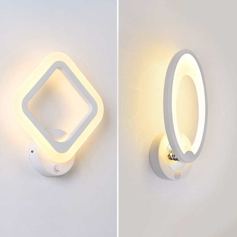 Amplia de la pared LED blanca acrílica en la lámpara de pared geométrica de hierro forjado de estilo conciso moderno para espacios interiores