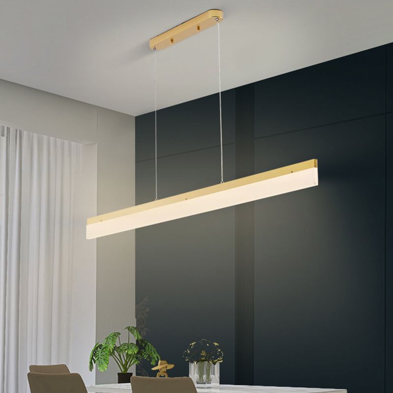 Luz de la isla contemporánea de metal lineal 1 Luz de techo de la isla ligera para cocina