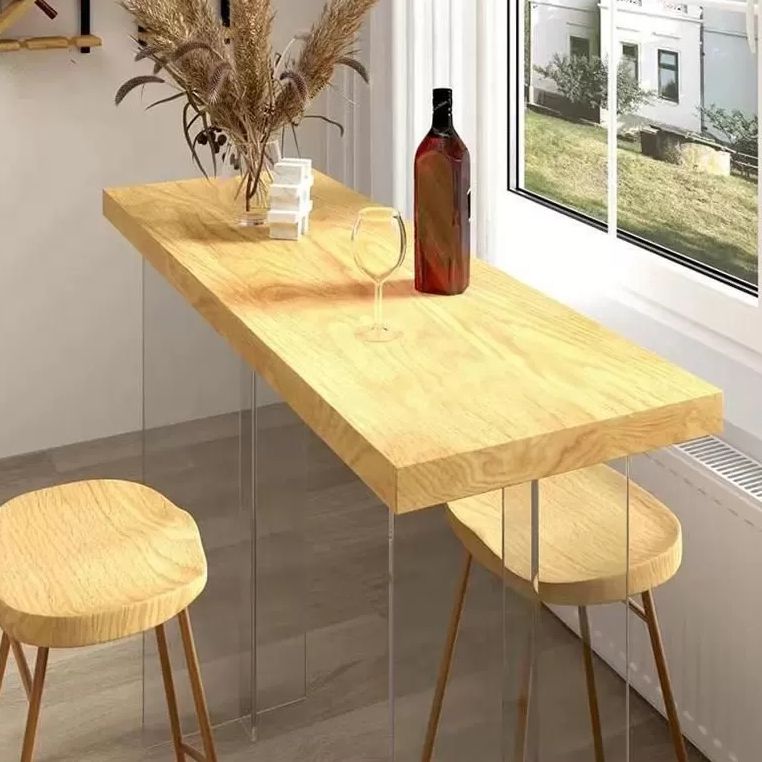 Modern Bar Table Set 1/2/3 Pieces Rectangle Solid Wood Pub Dining Set