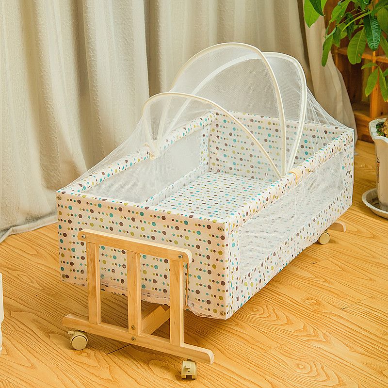 Solid Wood Rectangle Bassinet Rocking and Gliding Crib Cradle for Baby