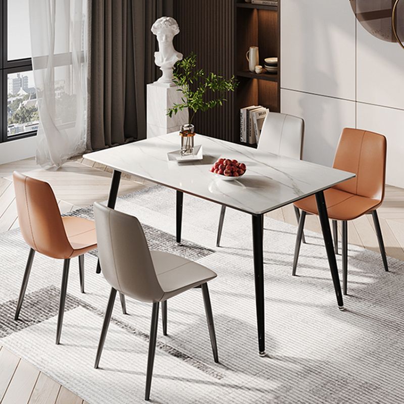 Modern Rectangle Dining Table for Home White Dinette Table with 4 Legs