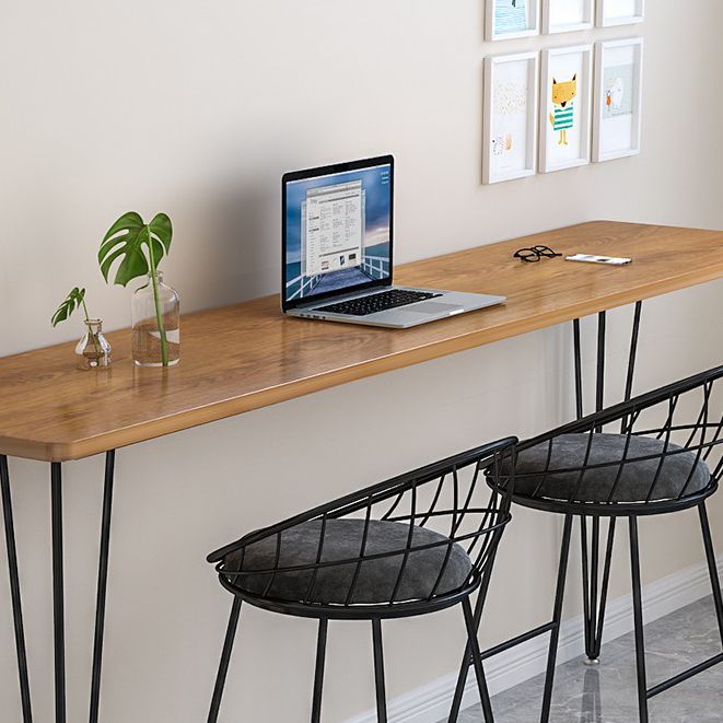 Wood Bar Dining Table Modern Rectangle Bar Table with 4 Legs Pedestal for Dessert Shop