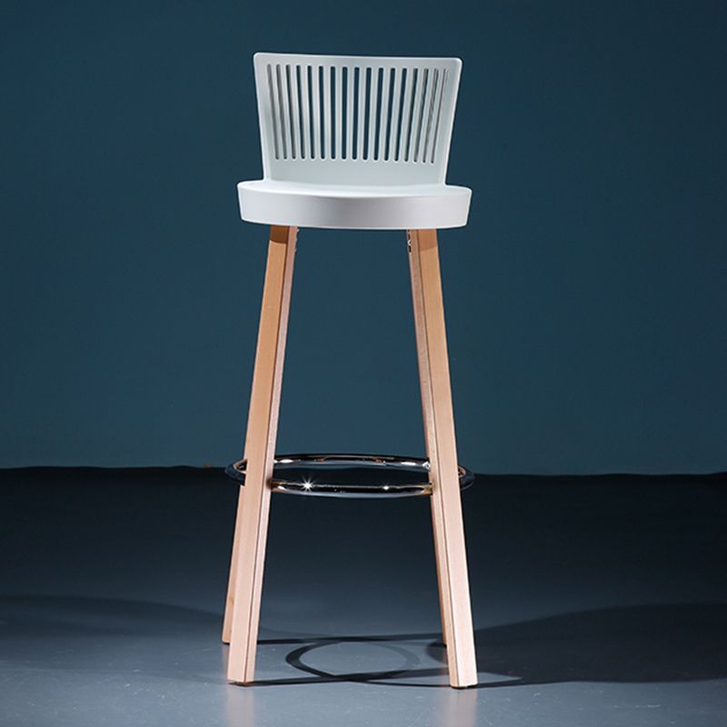 Modern Wooden Bar Stool 38" Height Backrest Armless Counter Stool with Plastic Cushion